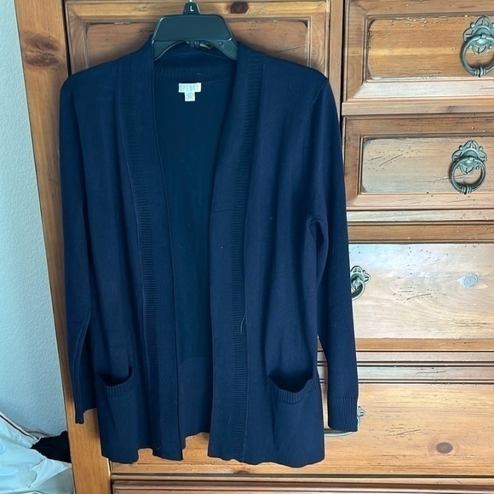 Spease Women’s Navy Blue Cardigan Size Large NWOT